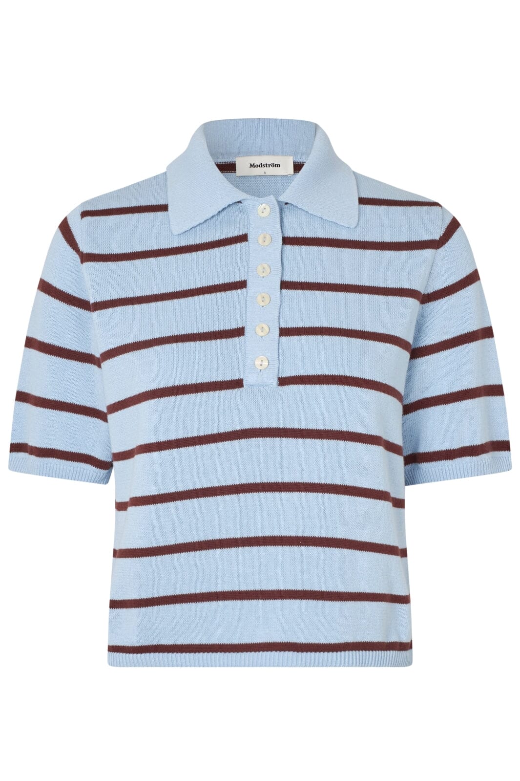 Forudbestilling - Modström - Malvamd Ss Stripe Polo 58746 - 11182 - Cashmere Blue Andorra Stripe Udsalg