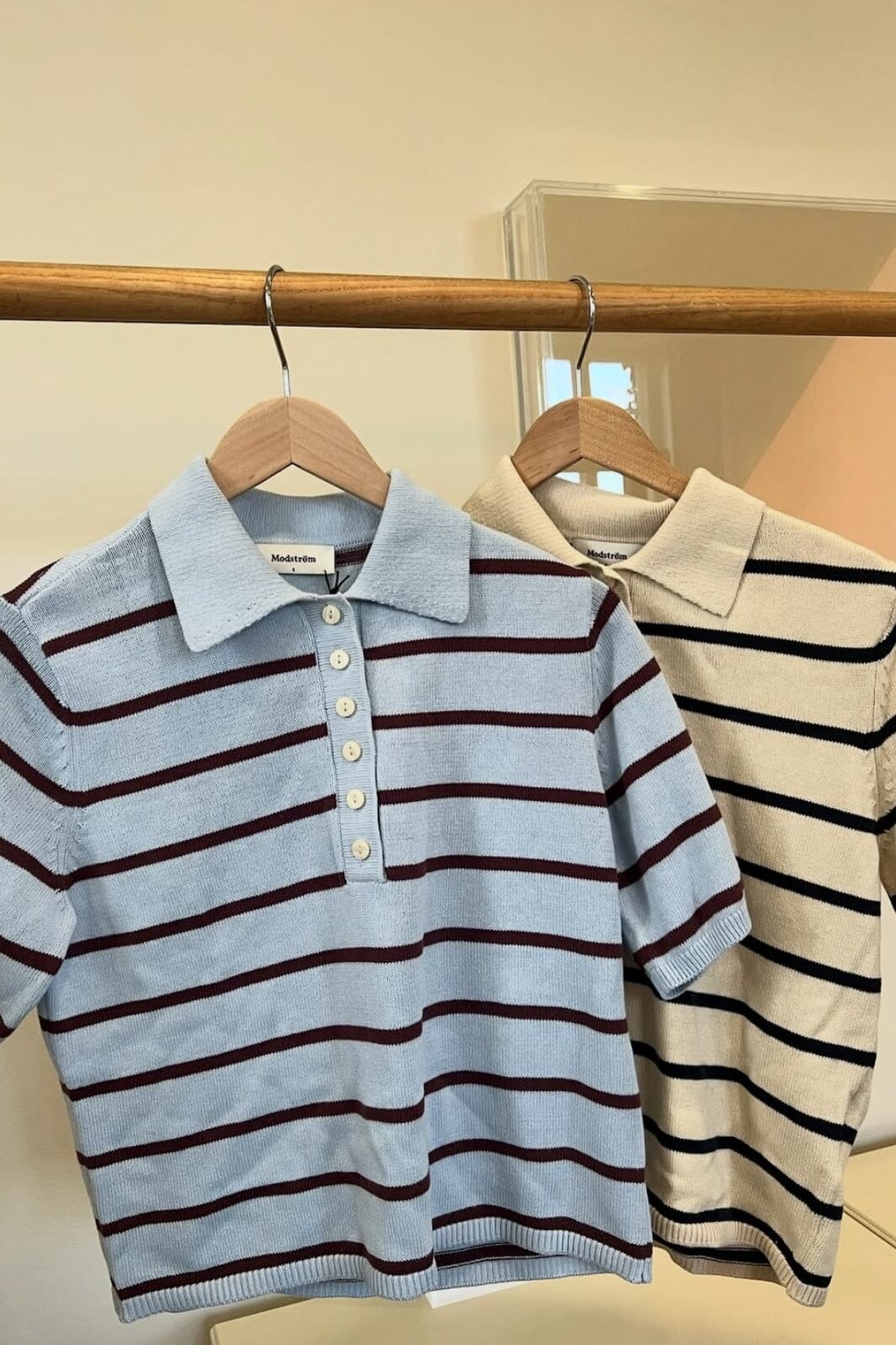 Forudbestilling - Modström - Malvamd Ss Stripe Polo 58746 - 11182 - Cashmere Blue Andorra Stripe Udsalg