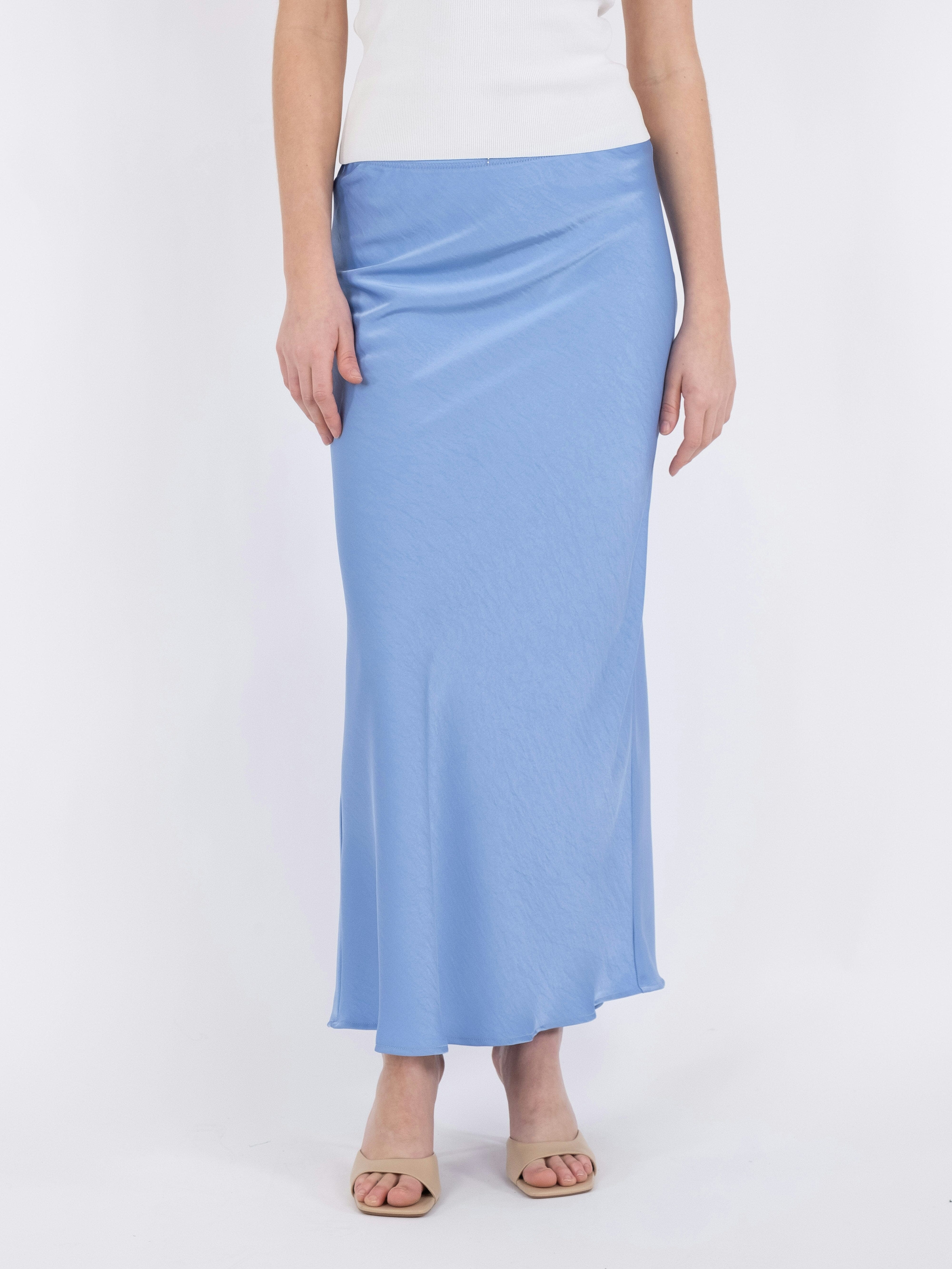 Neo Noir - Vicky Heavy Sateen Skirt - Dusty Blue Online
