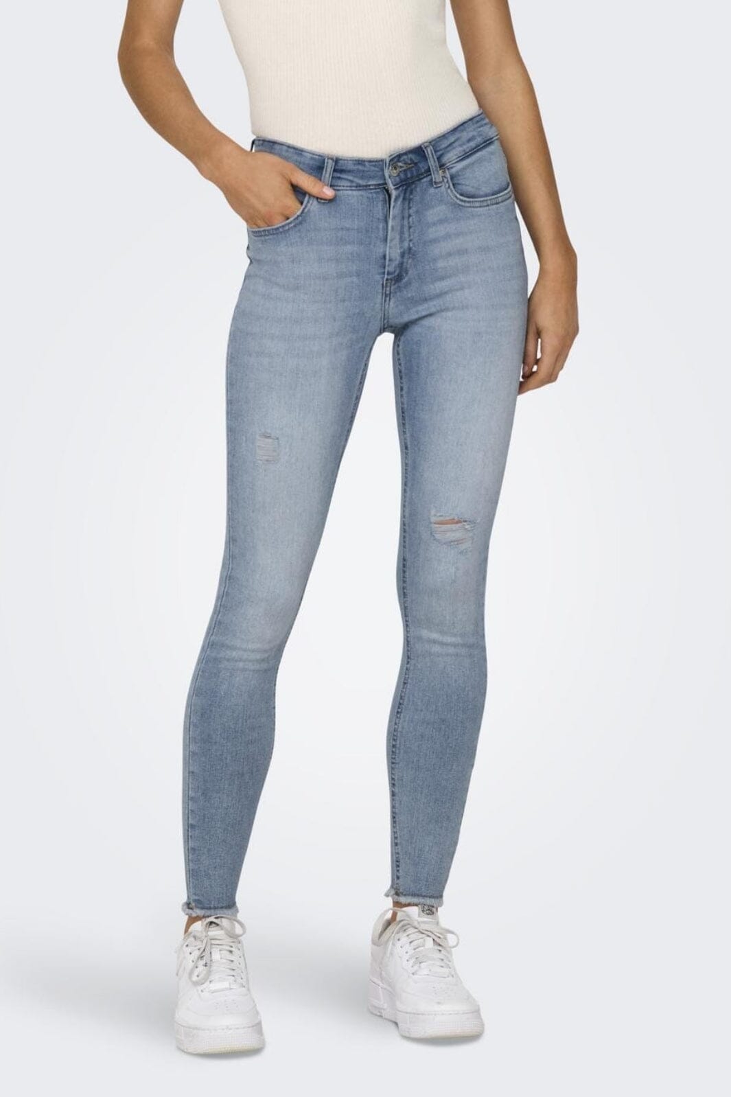 Only - Onlblush Mid Ak Rw Ds Rea685 - 4114577 Light Medium Blue Denim Udsalg