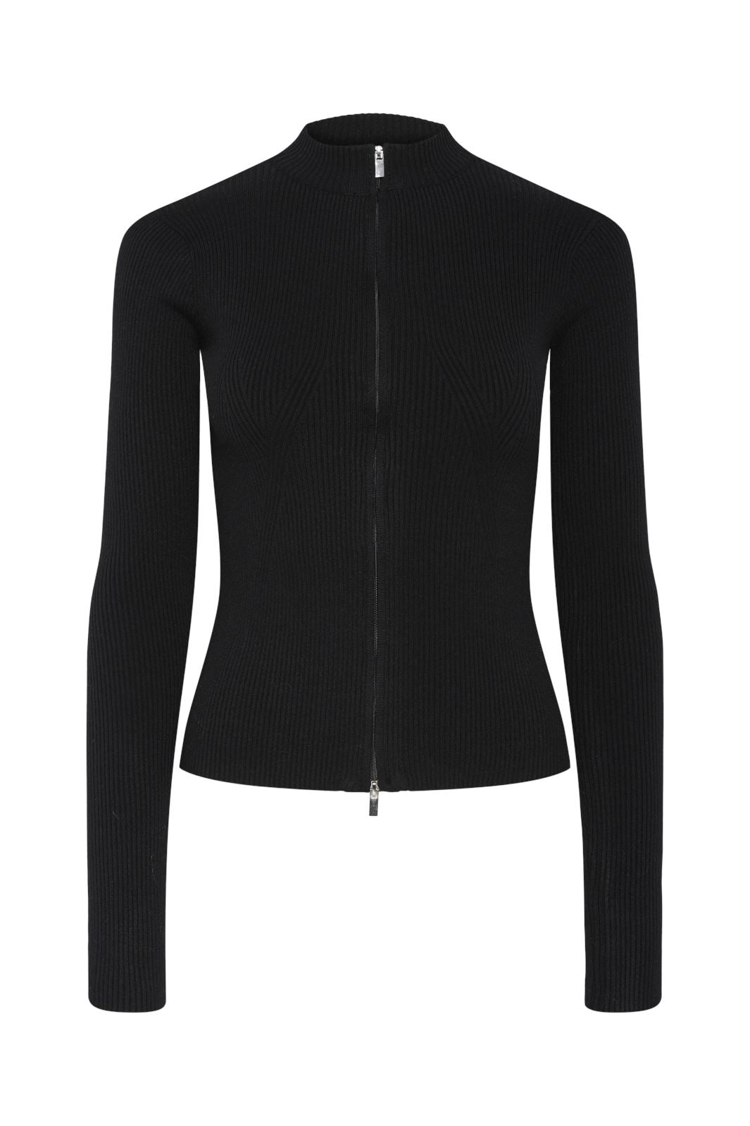 Pieces - Pccrista Ls Zip Knit Cardigan - 4633680 Black Mode