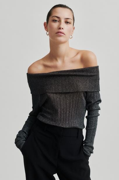 Second Female - Ellis Knit Off Shoulder 59115 - 8001 Black