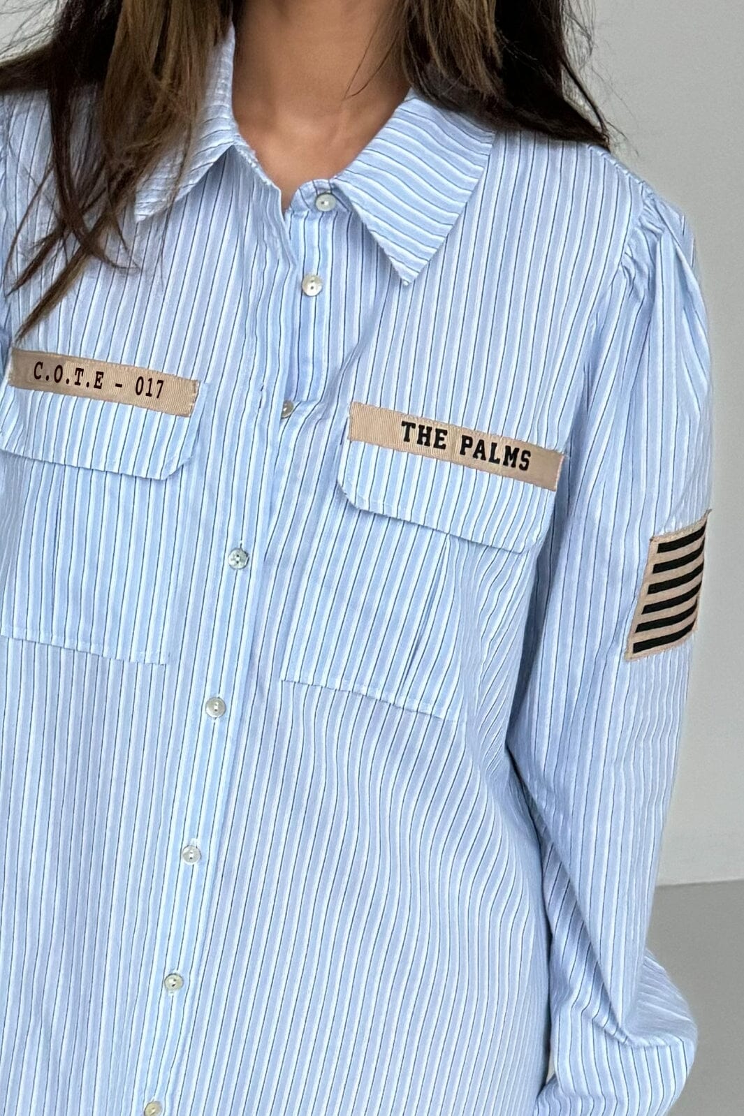 Continue - Mili Stripe Patch Dress 14780 - Blue Stripe Online salg