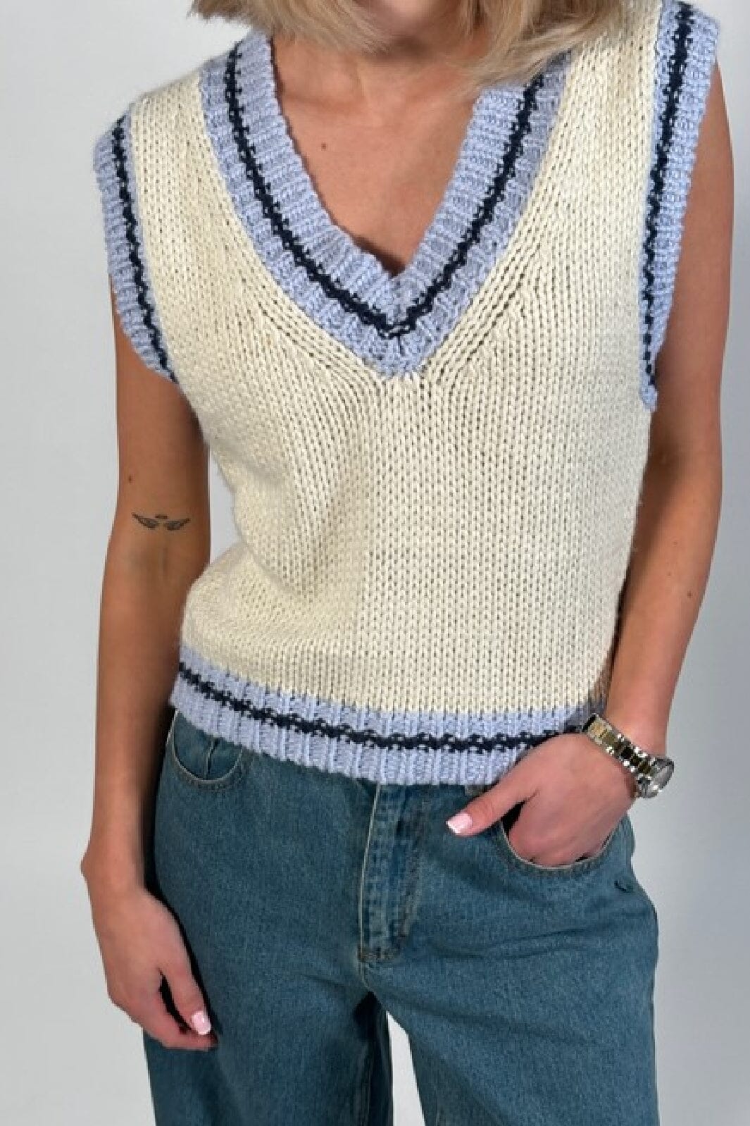 Noella - Kayanna Knit Vest - 1247 Blue Combo