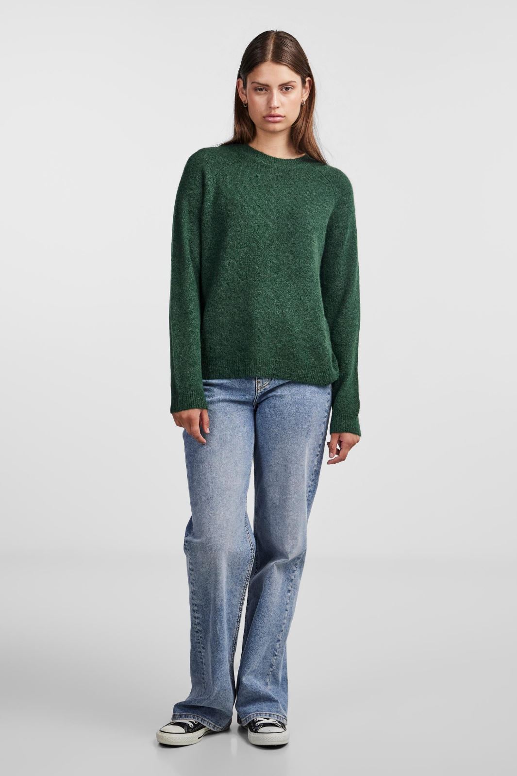 Pieces - Pcjuliana Ls O-Neck Knit - 4250857 Trekking Green
