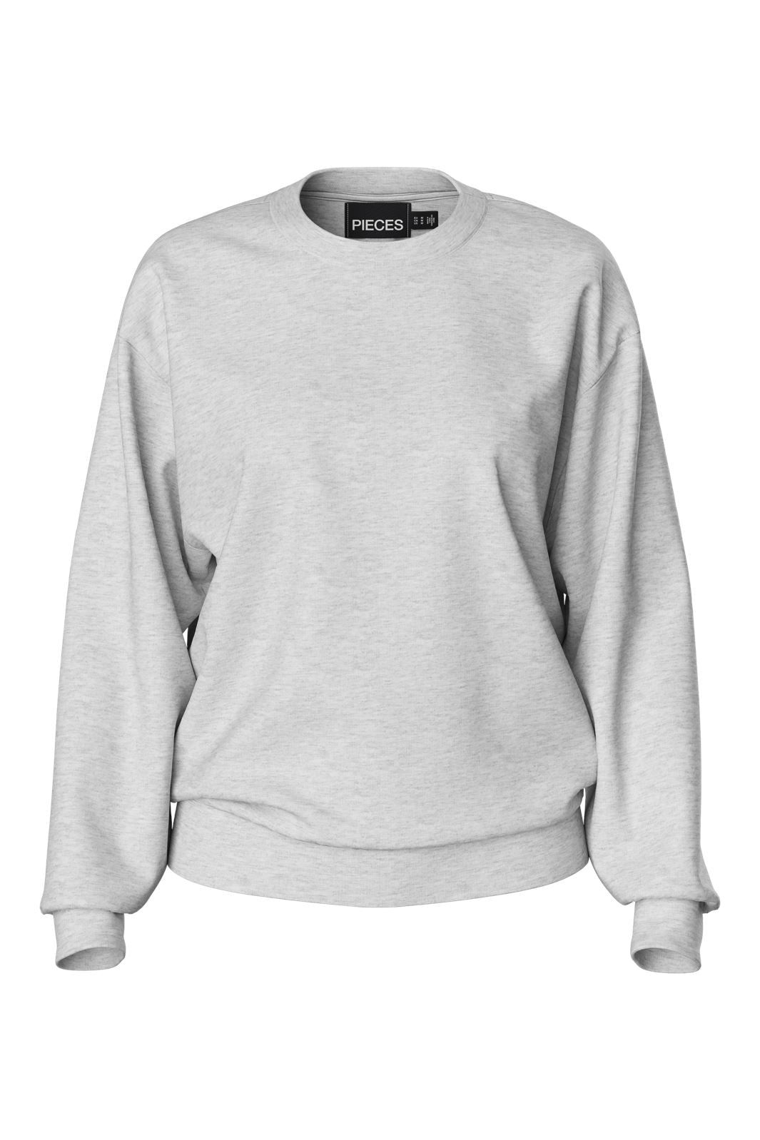 Pieces - Pcchilli Ls Oversized Sweat - 4701483 Light Grey Melange Levere