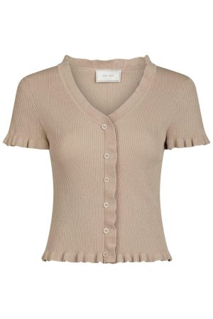 Forudbestilling - Neo Noir - Esla Frill Knit Tee 164432 - 213 - Sand