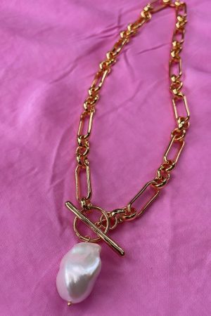 Mellow Moon - Link Pearl Necklace - Forgyldt