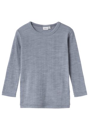 Name It - Nmmwang Wool Needle Ls Top Solid - 4563578 Tradewinds