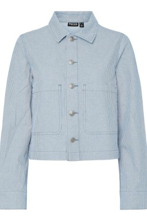 Pieces - Pcbillo Denim Jacket - 4819961 Light Blue Denim White Stripes