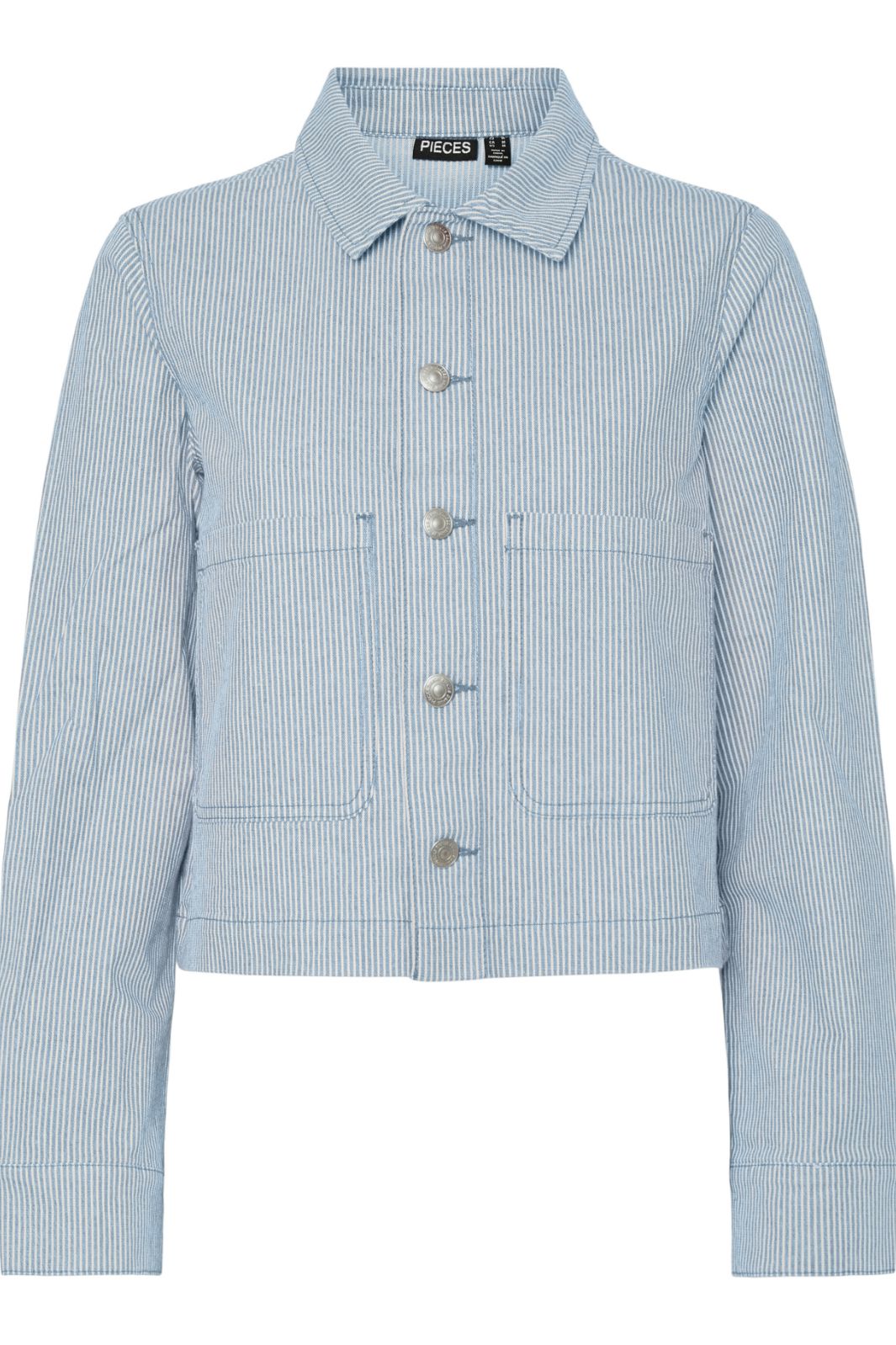 Pieces - Pcbillo Denim Jacket - 4819961 Light Blue Denim White Stripes