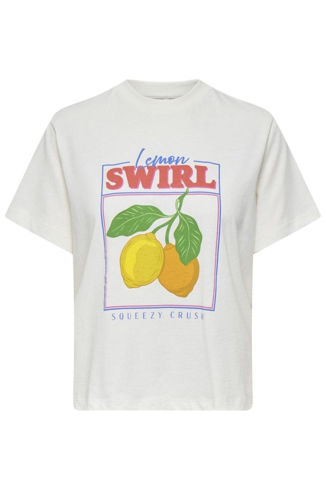 Only - Onltille S/S Tee - 4897463 Cloud Dancer Lemon Swirt Hot på udsalg