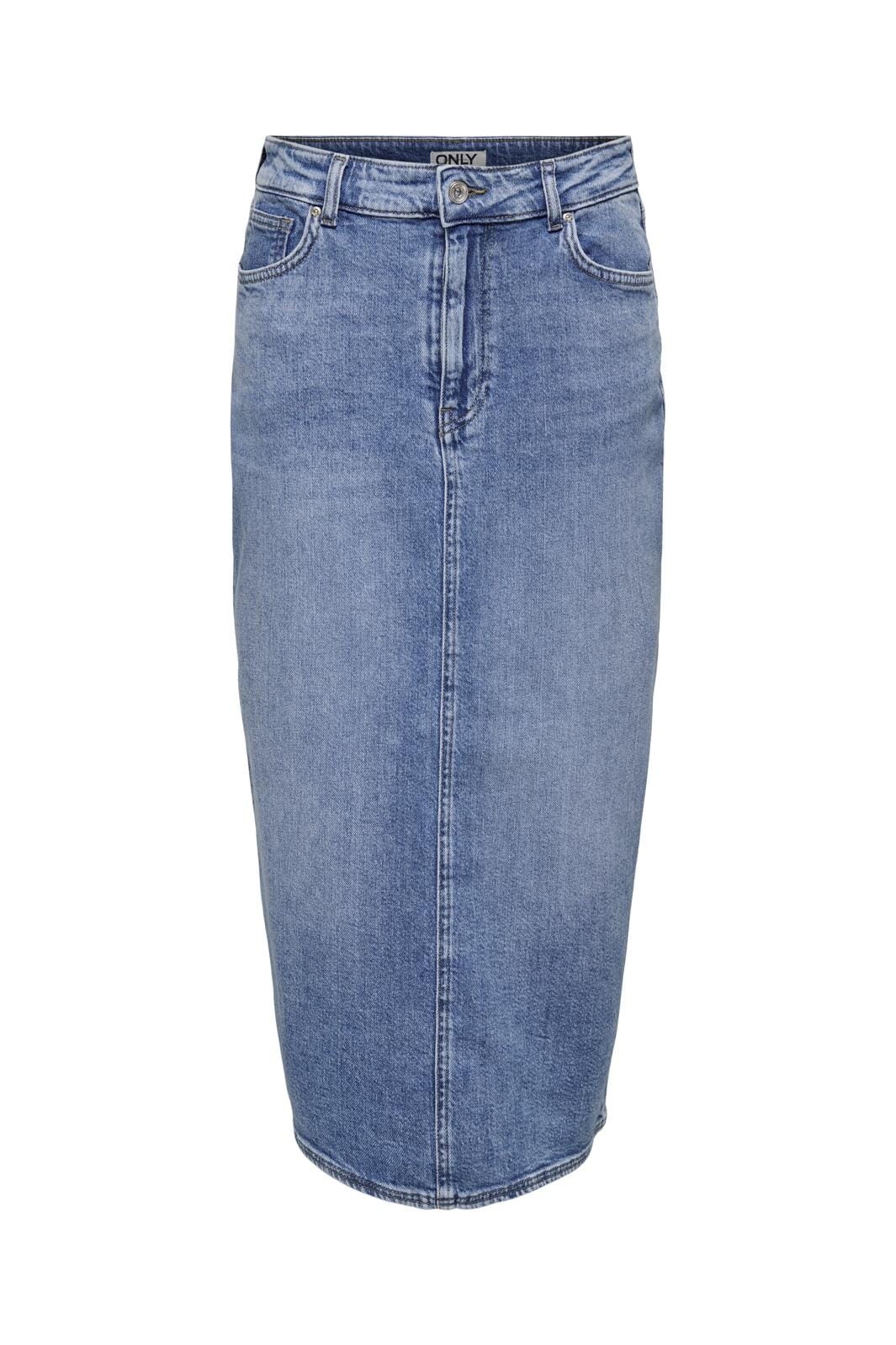 Only - Onlmilla Midi Skirt - 4511113 Light Blue Denim Udsalg