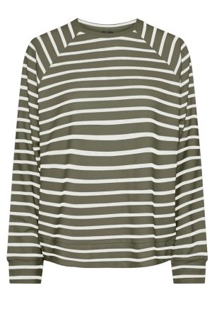Pieces - Pcbibi Ls O-Neck Top - 4428907 Deep Lichen Green CLOUD DANCER