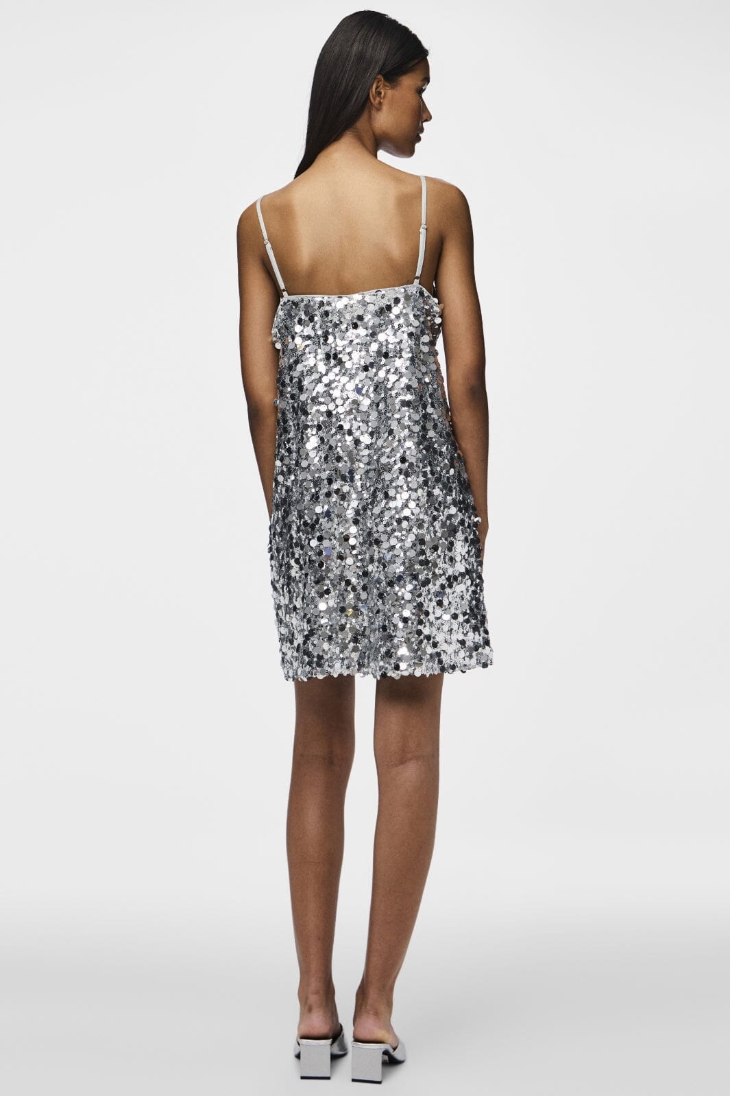Pieces - Pcdisco Mini Strap Dress Kca 17155269 - 4670407 - Silver Sequins Levere