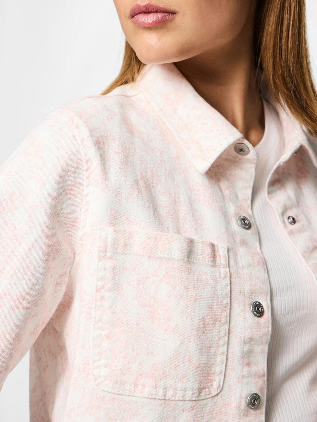 Pieces - Pcsalume Ss Denim Shirt - 4701726 Egret Flower Online
