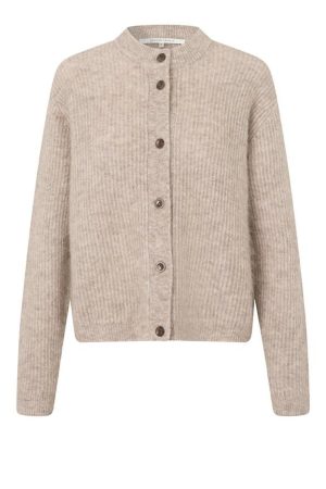Second Female - Brook Knit Rib Cardigan 57878 - 1041 Beige Melange Mode