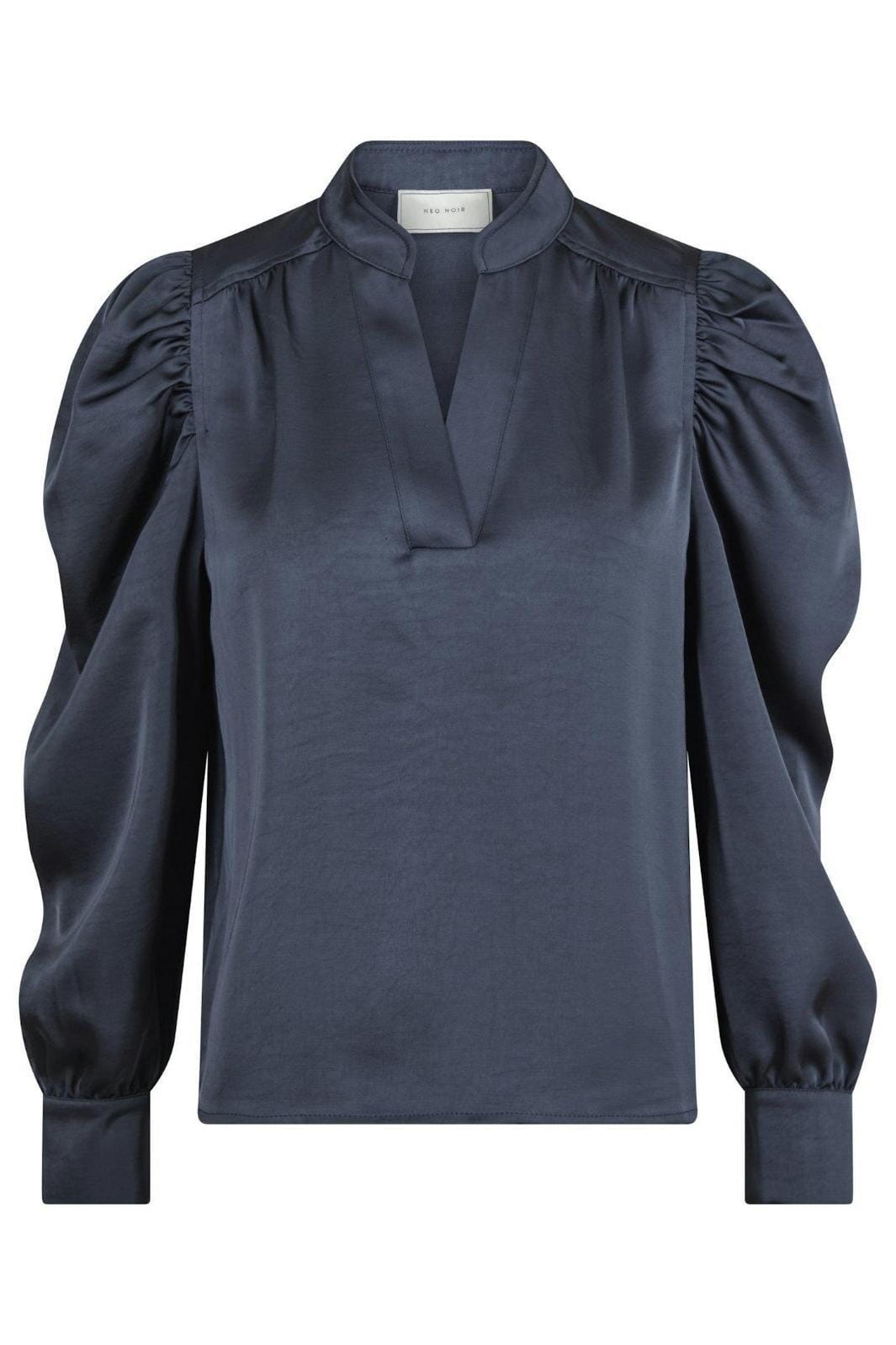 Neo Noir - Rosslyn Heavy Sateen Blouse - Midnight Blue