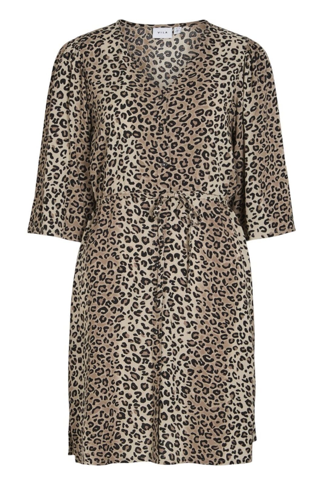 Vila - Violine 3/4 Button Dress - 4689743 Feather Gray Leo