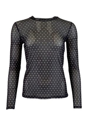 Black Colour - Bcannie Mesh Blouse - Black Dot