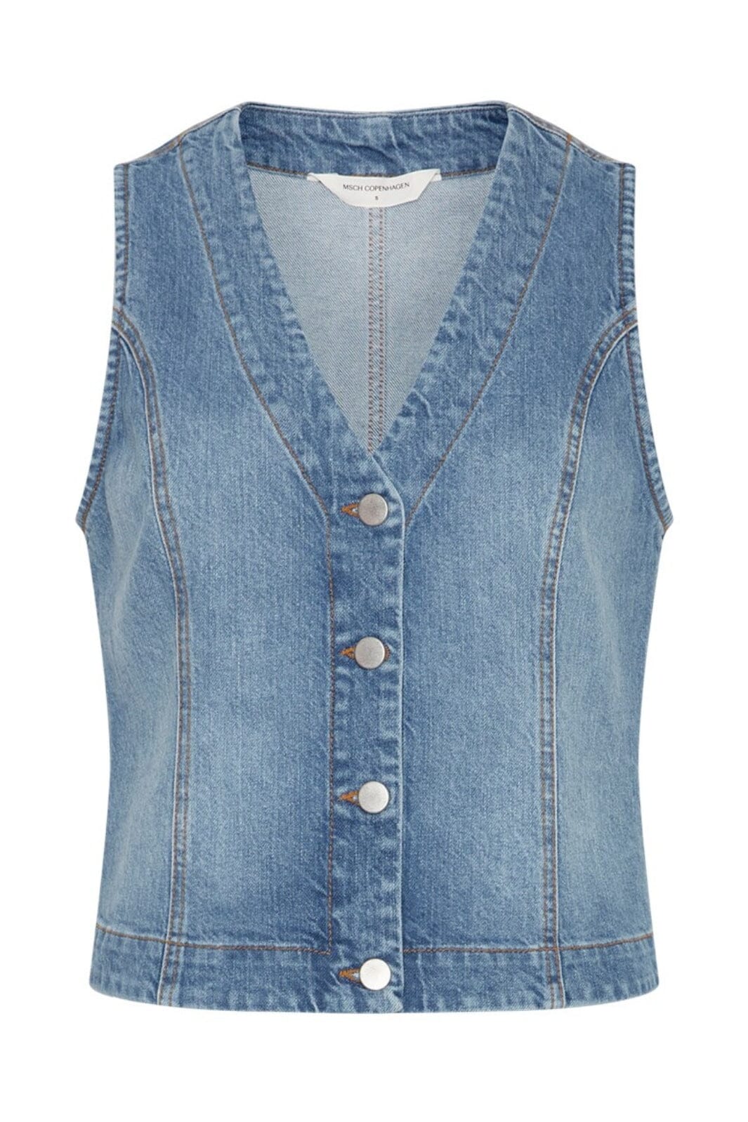 Moss Copenhagen - Mscheli Ada Denim Vest - Mid Blue Wash