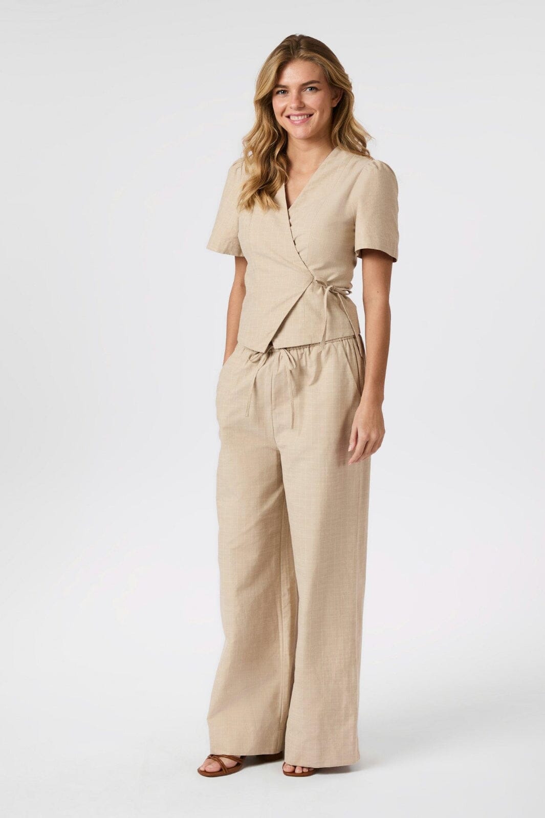 Neo Noir - Heifa Stripe Pants 165362 - 213 - Sand