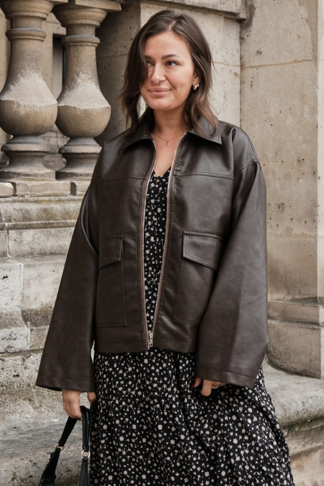 Neo Noir - Titan Faux Leather Jacket - Dark Brown