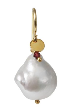 Stine A - Baroque Pearl Earring With Gemstone - 1173-02-S