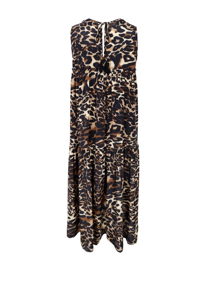 Black Colour - Bcluna Boho Midi Dress - Leopard