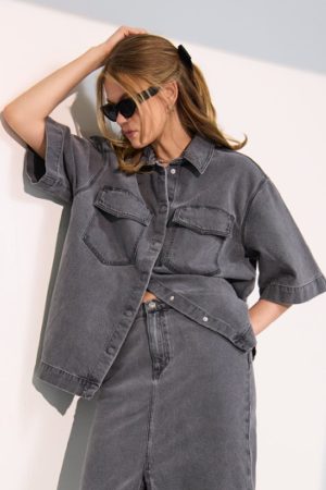 Only - Onlsophie Oversize S/S Shirt - 4655076 Medium Grey Denim