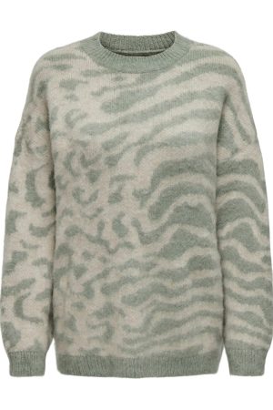 Only - Onlwild Ls Jq Long O-Neck Cc Knt - 4508859 Aqua Foam Whitecap Gray