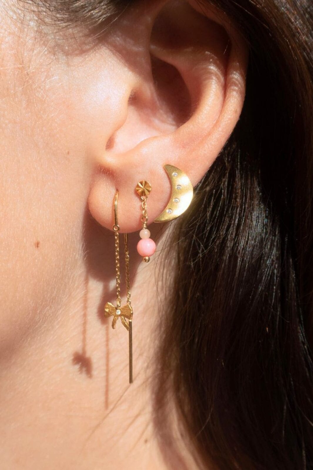 Stine A - Petit Bow Double Chain Earring - Single - 1353-02