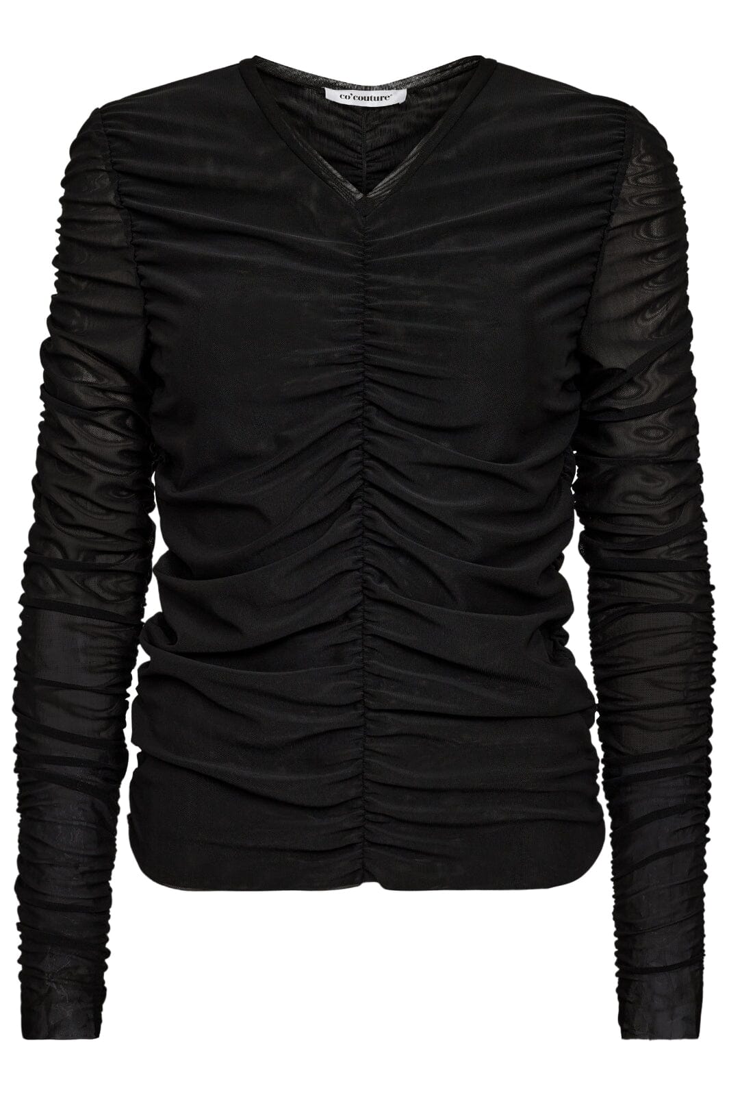 Co´couture - Reagancc Rushed Mesh Blouse 33122 - 96 Black på udsalg