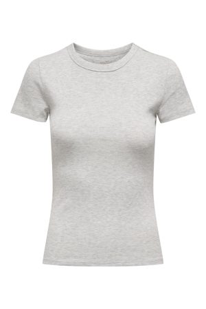 Only - Onleasy S/S O-Neck Top Box - 4696684 Light Grey Melange