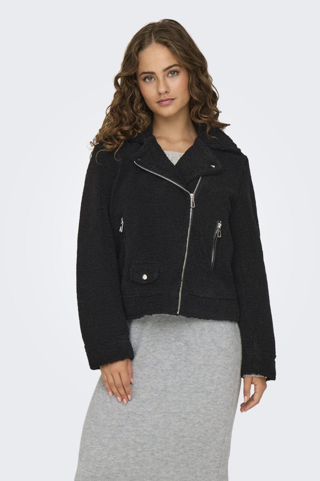 Only - Onlrio Teddy Biker Jacket Cc - 4577746 Black