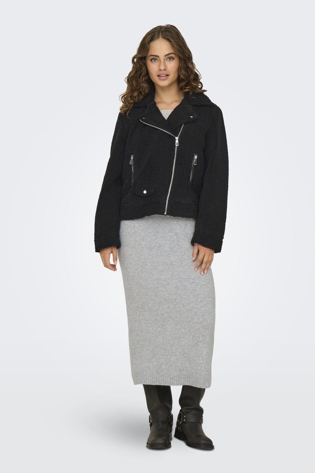 Only - Onlrio Teddy Biker Jacket Cc - 4577746 Black