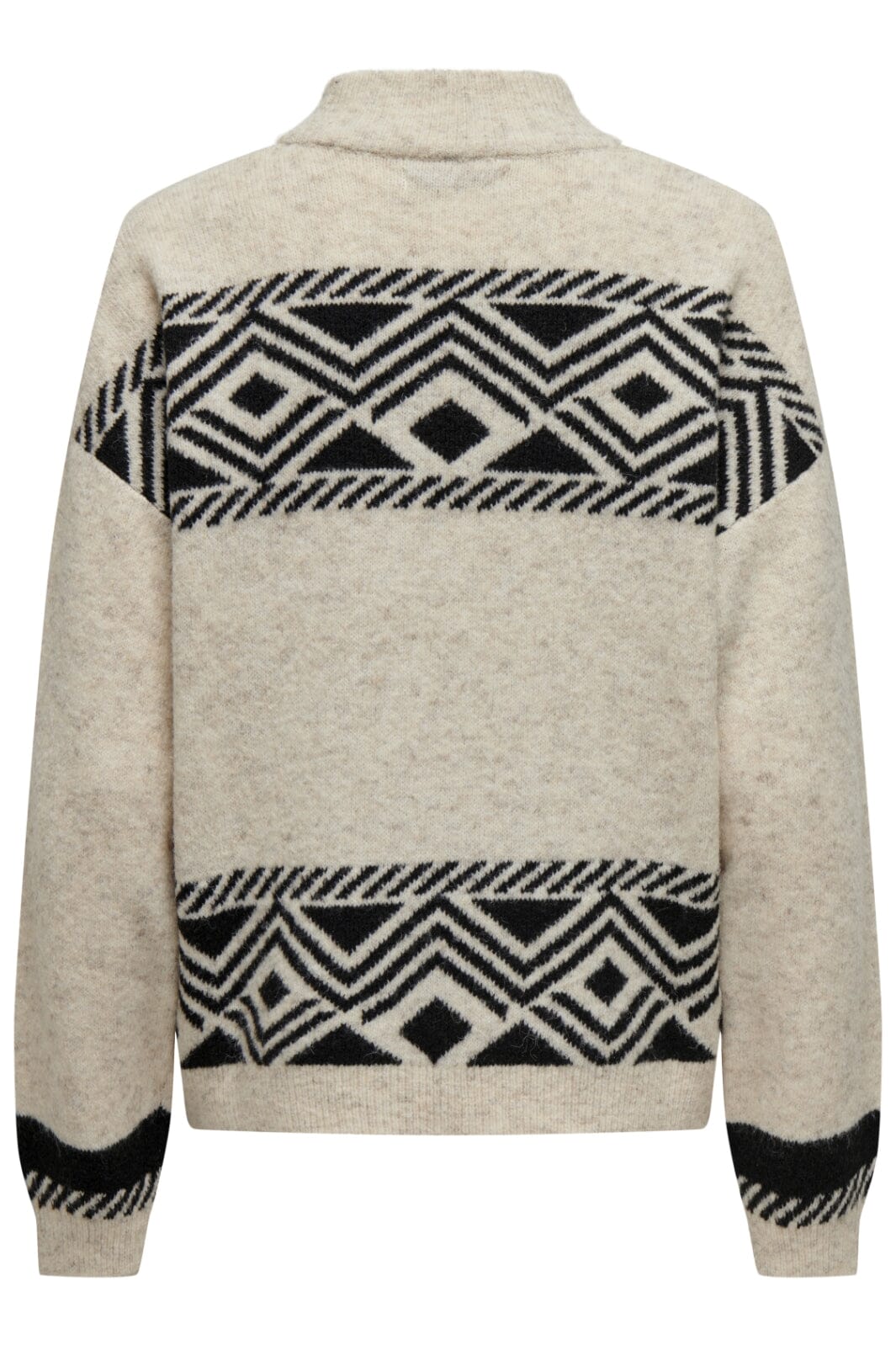 Only - Onlvictoria L/S Pullover Knt - 4478530 Pumice Stone Black Jacquard
