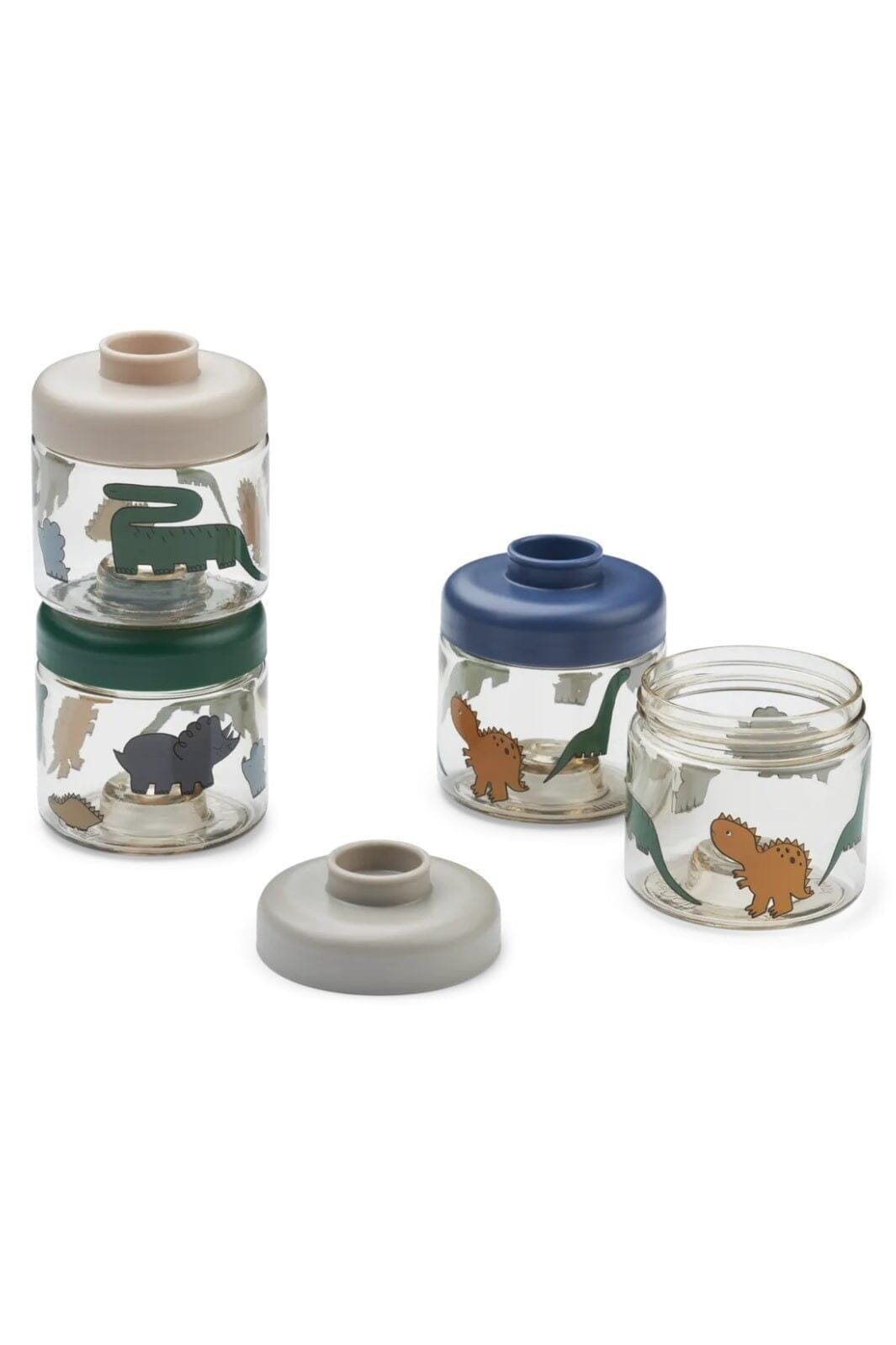 Liewood - Dominique Baby Food Boxes 4-Pack - Dinosaurs / Mist