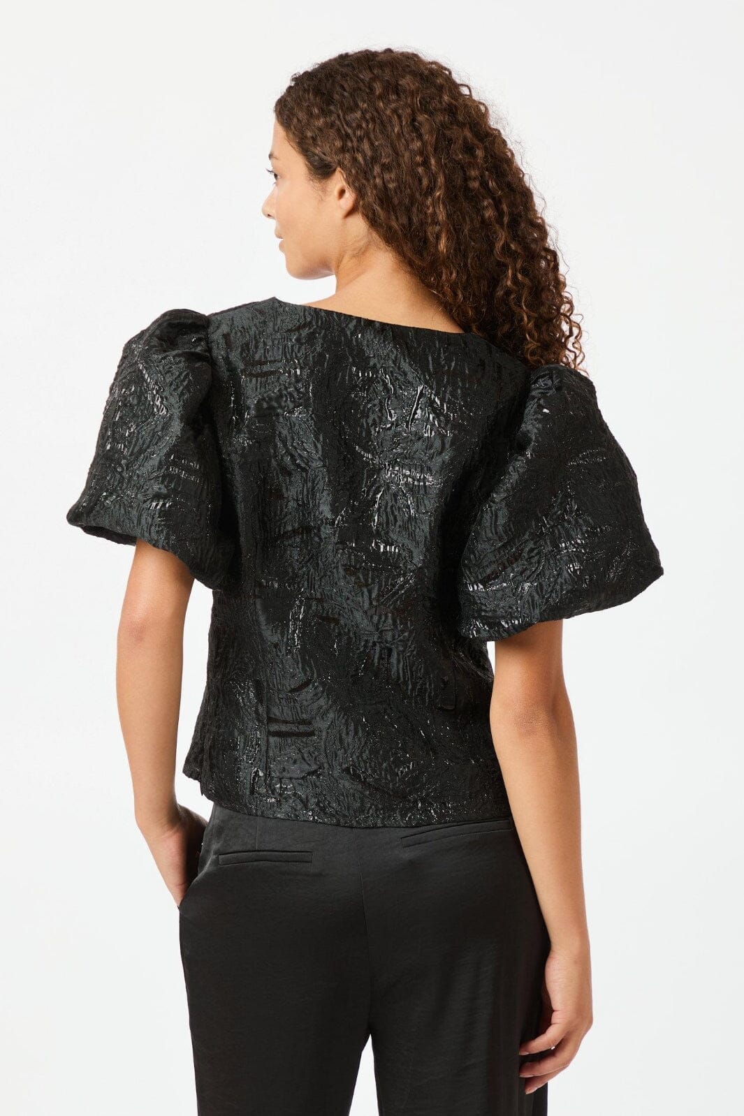 Neo Noir - Camia Metallic Brocade Blouse 163846 - Black