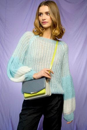 Noella - Liana Knit Sweater - White/Lilac Blue