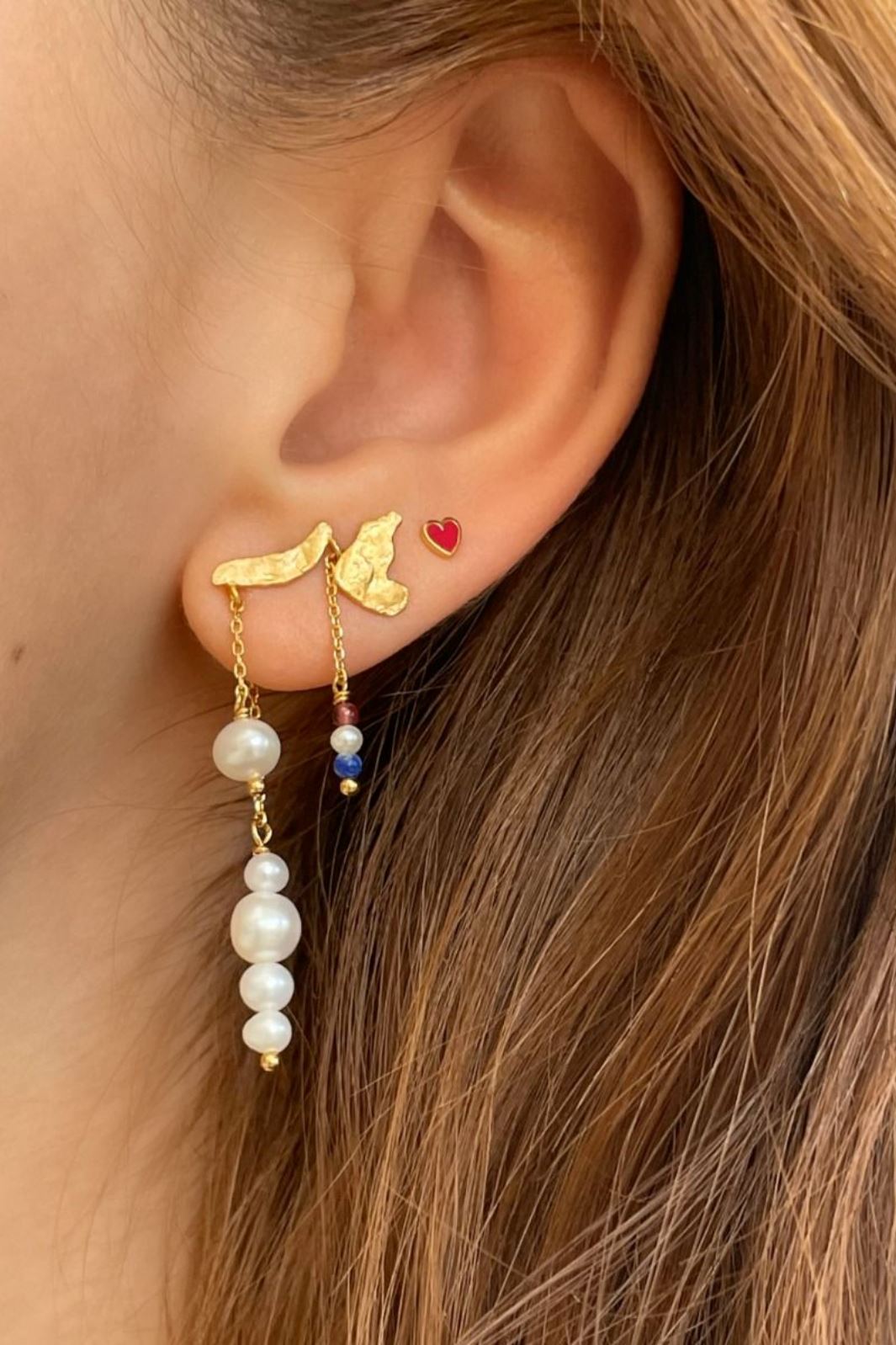 Stine A - Petit gold splash Earring Chains & French Kiss 1306-02-S - Goldenen