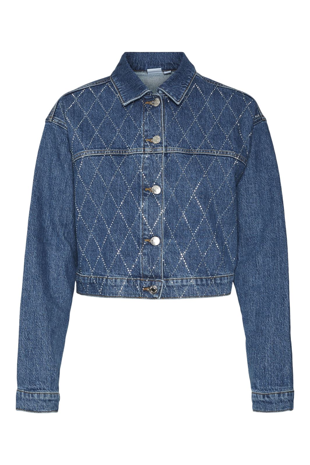 Vero Moda - Vmjessi Ls Cropped Rhine Jacket - 4652503 Medium Blue Denim Hot på udsalg
