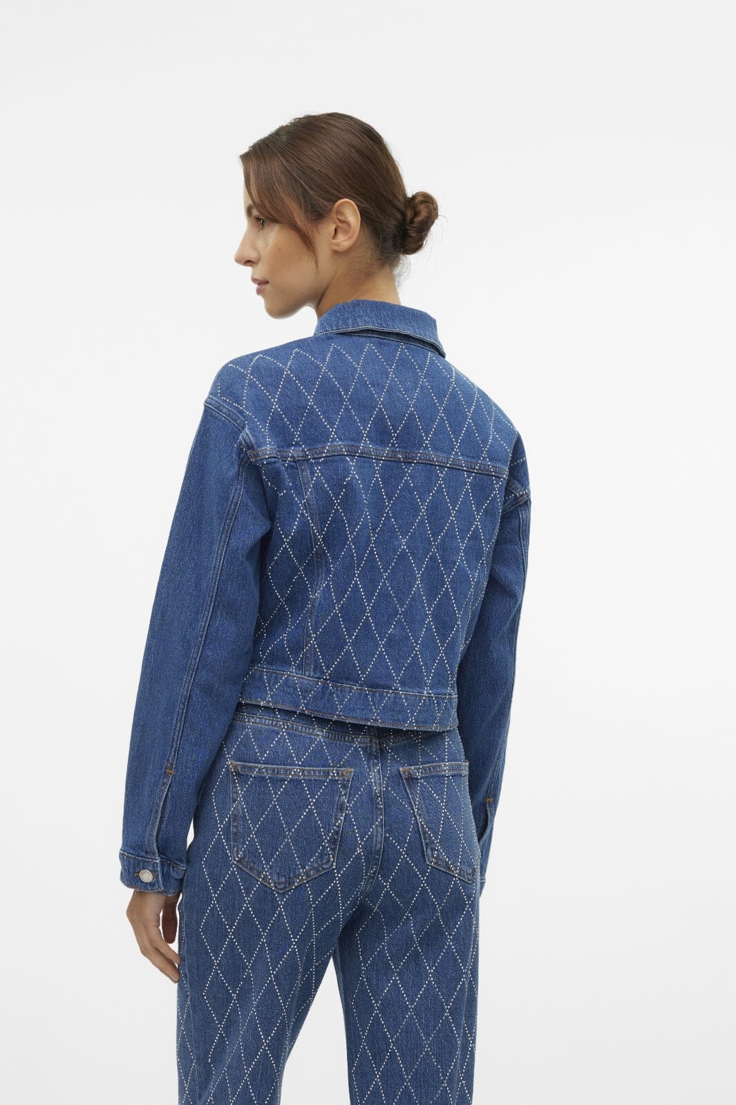 Vero Moda - Vmjessi Ls Cropped Rhine Jacket - 4652503 Medium Blue Denim Hot på udsalg