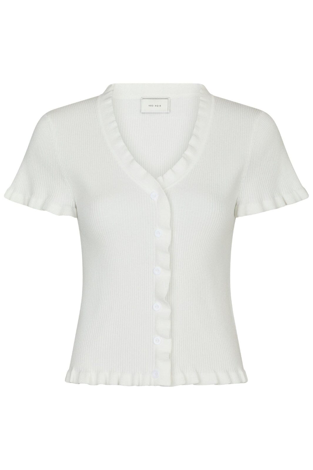 Forudbestilling - Neo Noir - Esla Frill Knit Tee 164432 - 121 - Off White