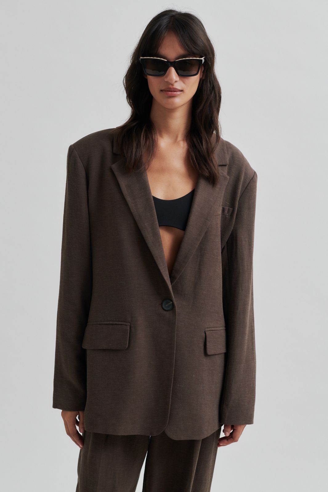 Second Female - Lino New Fit Blazer 59725 - Chocolate Brown 6139