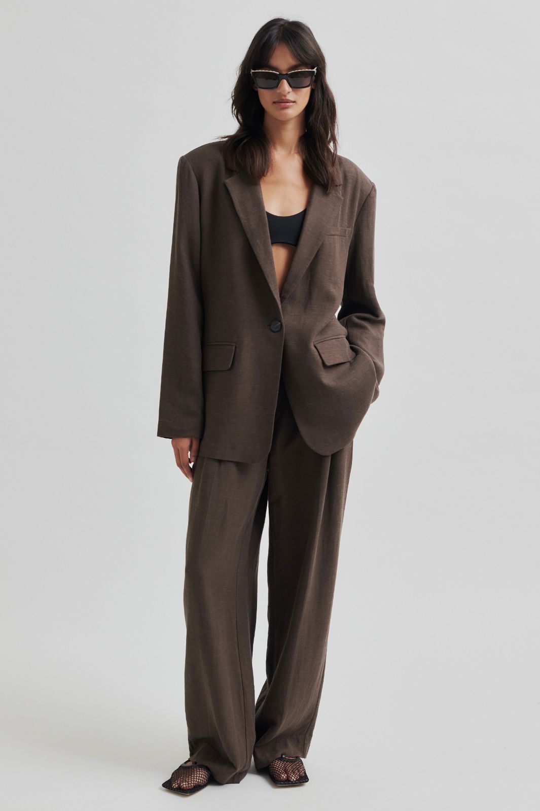 Second Female - Lino New Fit Blazer 59725 - Chocolate Brown 6139
