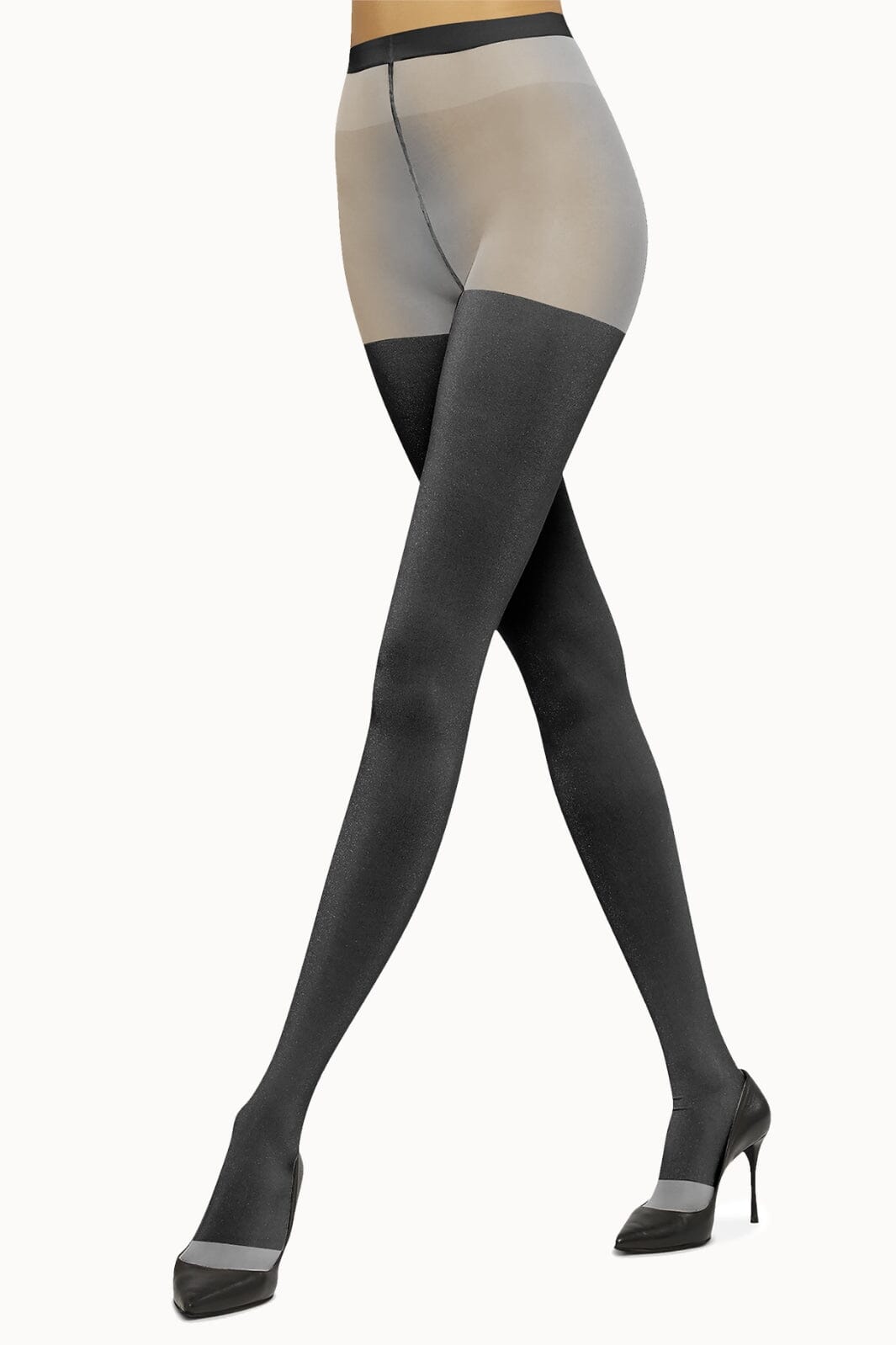 Wolford - Shiny Sheer Tights - Black/Pewter