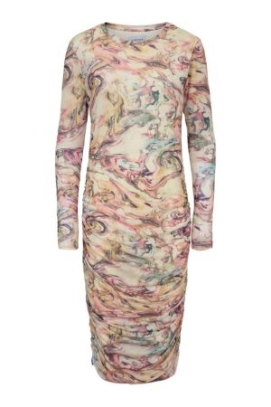 Forudbestilling - Liberte - Mesh-Ls-Long-Dress 22219 - Multi Marble