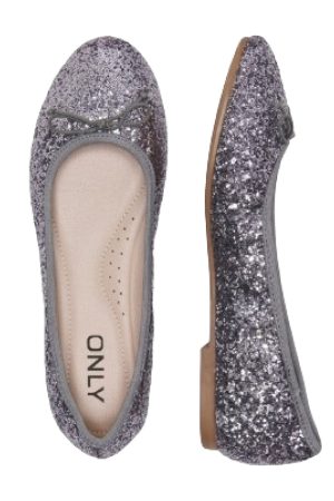 Only Shoes - Onlfranka Glitter Ballerina - 4565802 Silver på udsalg