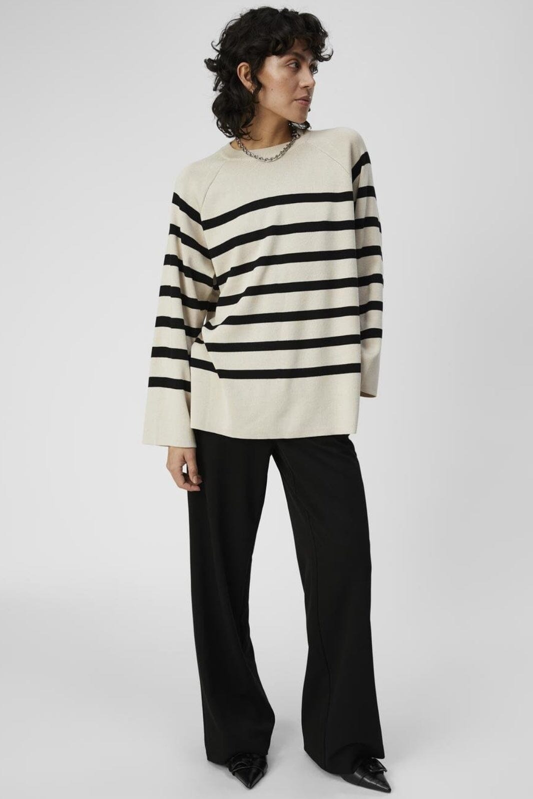 Object - Objester Ls Knit Top - 4095005 Sandshell Black